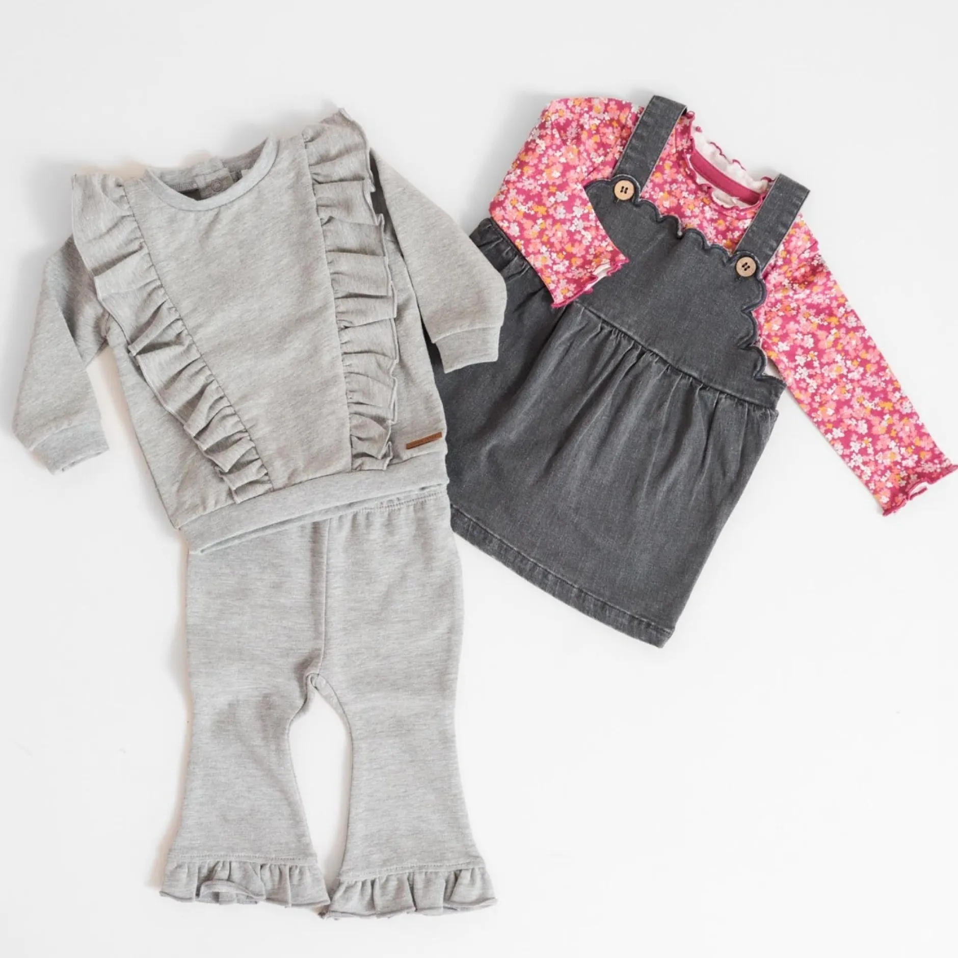Truien & Vesten|Shirts & Blouses*Prénatal peuter sweater glitter lange mouwen melee grijs Light Stone Melange