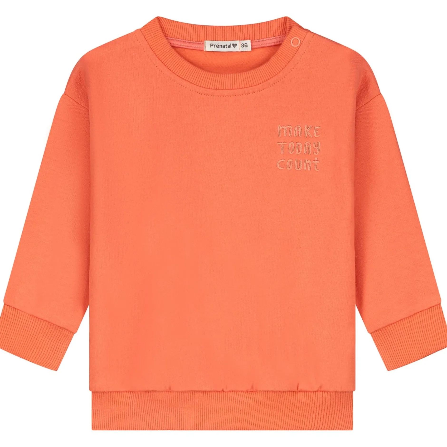Truien & Vesten|Truien & Sweaters*Prénatal peuter sweater lange mouwen effen oranje Coralred