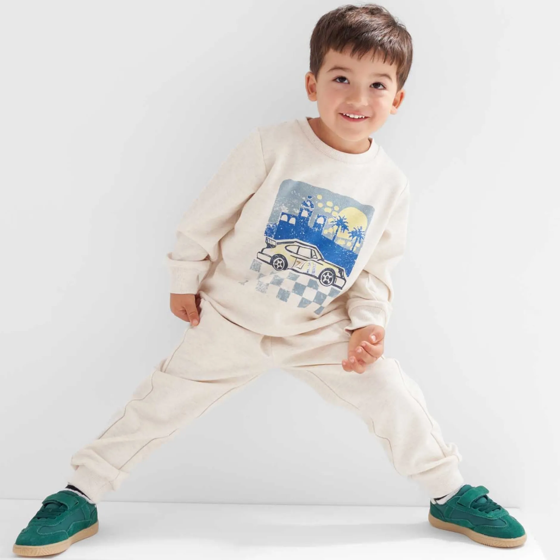 Truien & Vesten|Truien & Sweaters*Prénatal peuter sweater lange mouwen printopdruk beige Soft Brown Melange