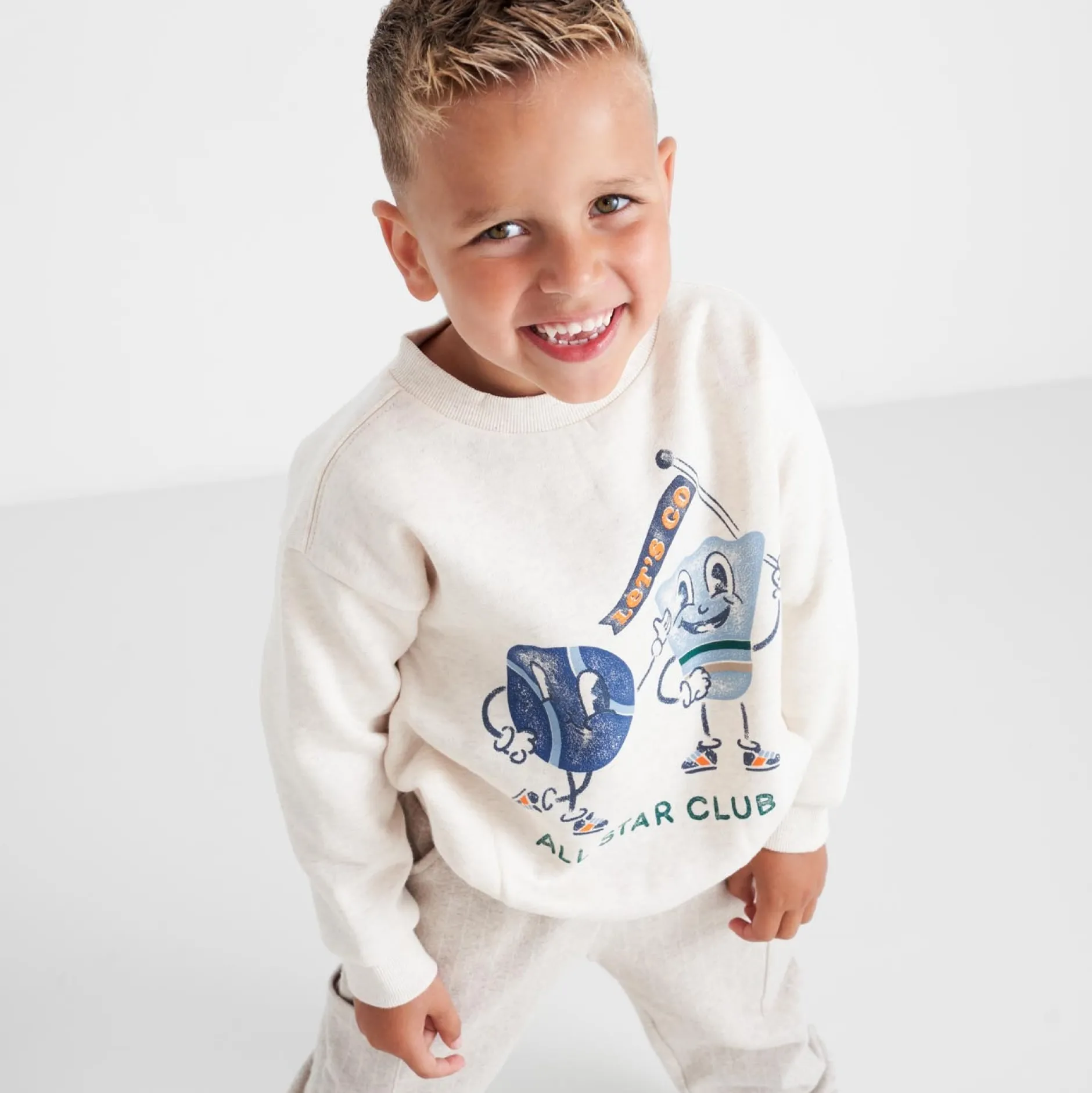 Truien & Vesten|Truien & Sweaters*Prénatal peuter sweater lange mouwen printopdruk multi Soft Brown Melange