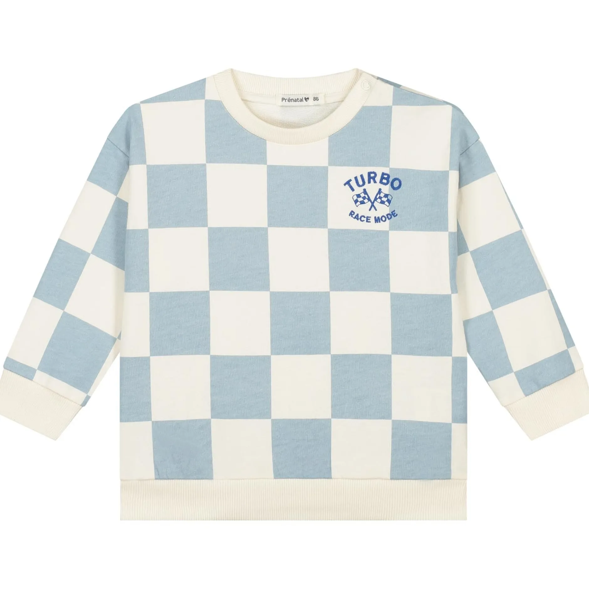 Truien & Sweaters|Truien & Vesten*Prénatal peuter sweater lange mouwen ruit blauw Light Blue