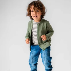 Truien & Vesten|Vesten*Prénatal peuter vest lange mouwen effen groen Light Khaki Green