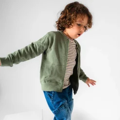 Truien & Vesten|Vesten*Prénatal peuter vest lange mouwen effen groen Light Khaki Green