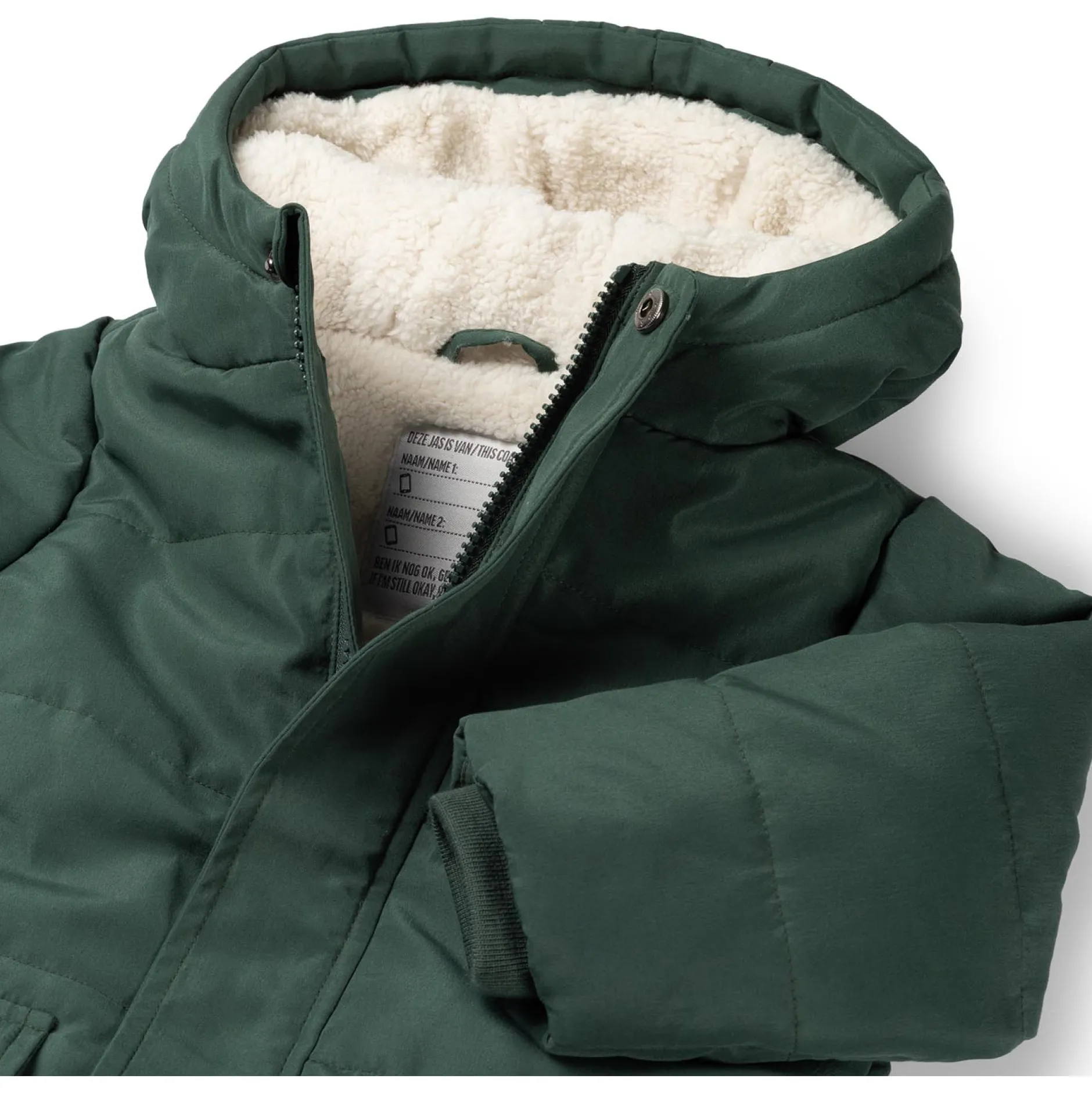 Jassen|Jassen*Prénatal peuter winterjas lange mouwen effen groen Dark Forest Green