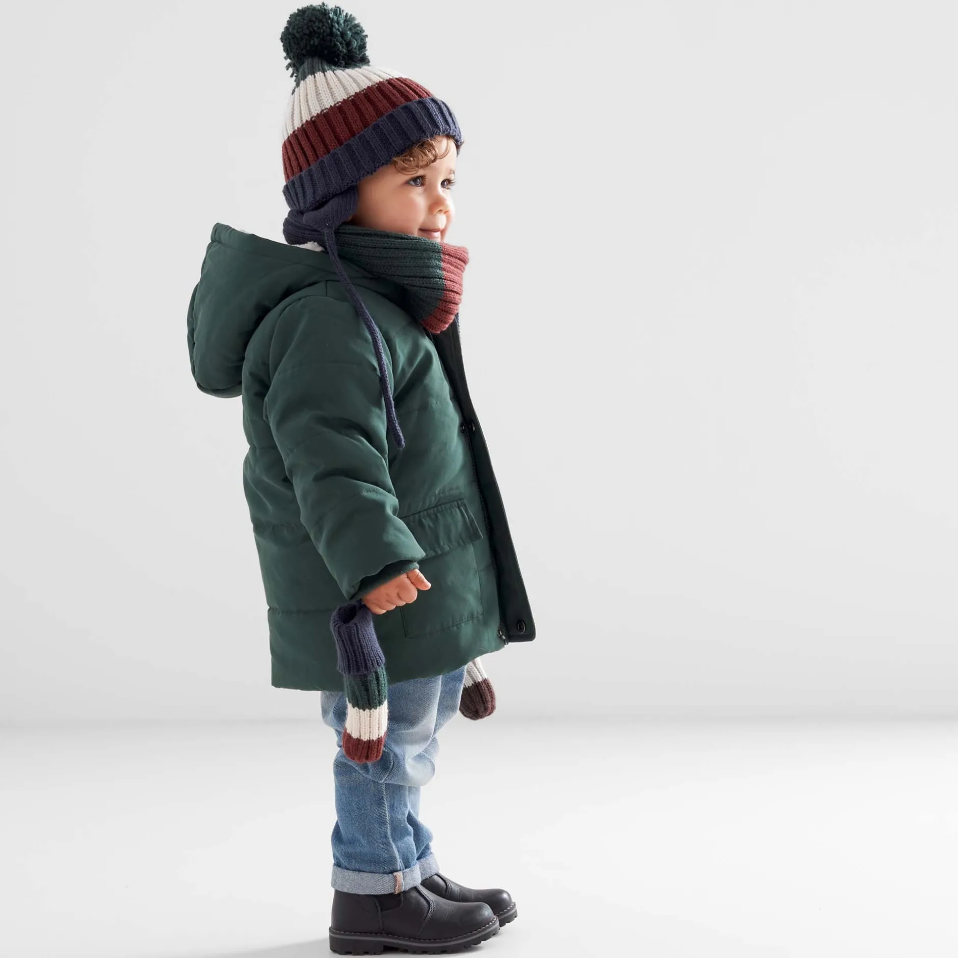 Jassen|Jassen*Prénatal peuter winterjas lange mouwen effen groen Dark Forest Green
