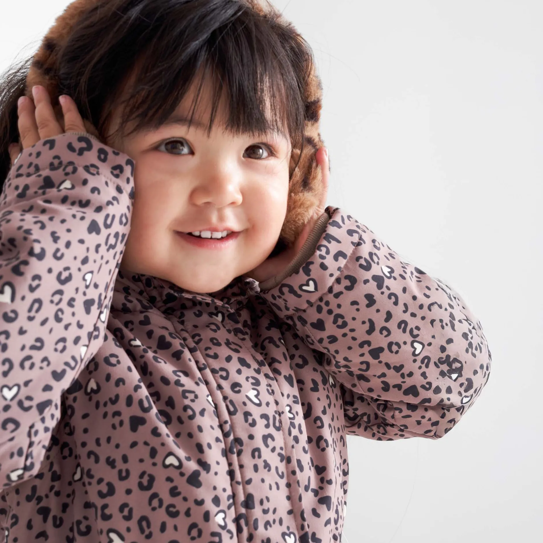 Jassen|Jassen*Prénatal peuter winterjas lange mouwen panterprint taupe Clay