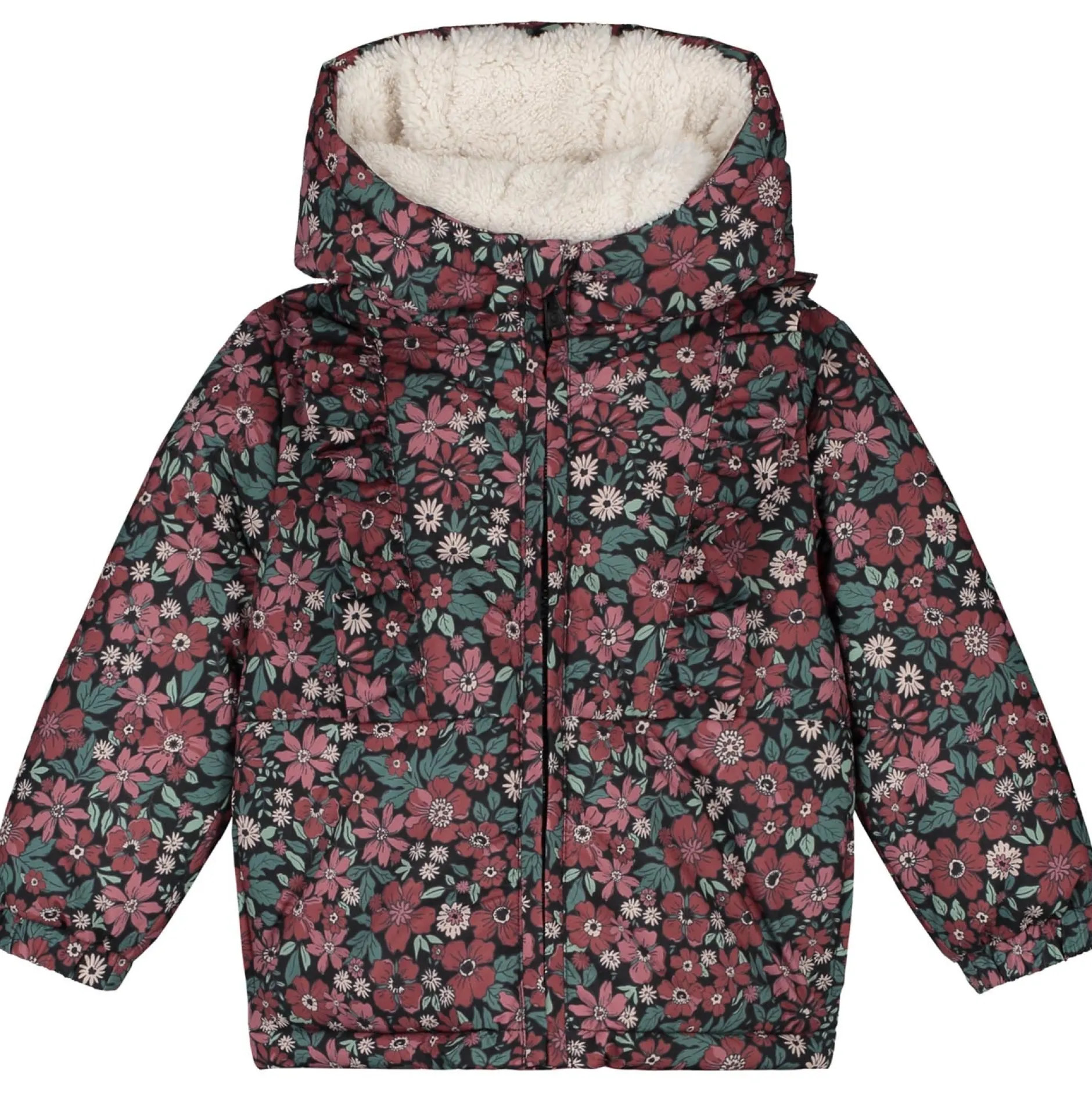 Jassen|Jassen*Prénatal peuter winterjas lange mouwen bloemen zwart Night Black