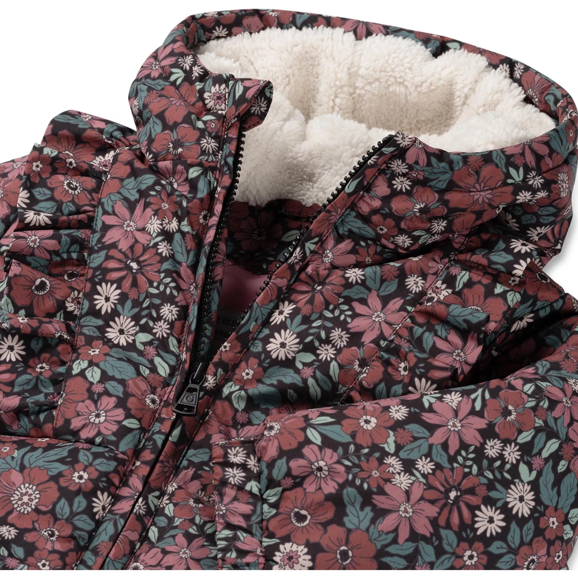 Jassen|Jassen*Prénatal peuter winterjas lange mouwen bloemen zwart Night Black