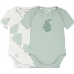 Rompers|Rompers*Prénatal romper 2 stuks korte mouwen printopdruk mint Ivoor Wit