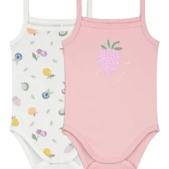 Rompers|Rompers*Prénatal romper 2 stuks spaghettibandjes all over print roze Ivoor Wit