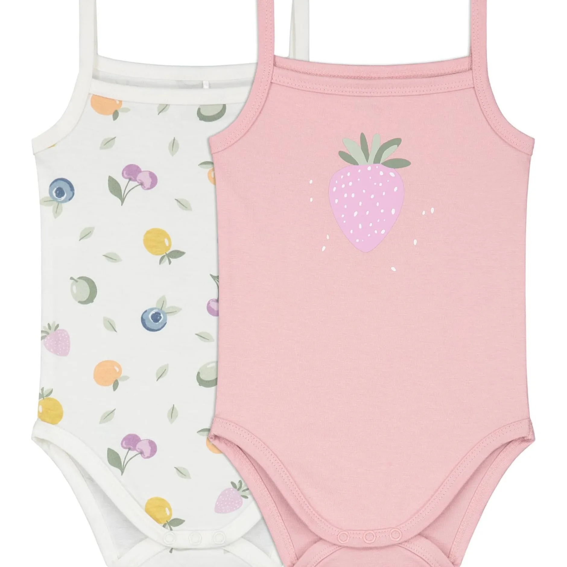 Rompers|Rompers*Prénatal romper 2 stuks spaghettibandjes all over print roze Ivoor Wit