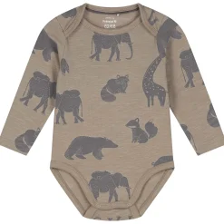 Rompers|Rompers*Prénatal romper afrika lange mouwen all over print bruin Mid Grey Taupe