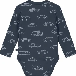 Rompers|Rompers*Prénatal romper auto's lange mouwen all over print blauw Dark Bluegrey