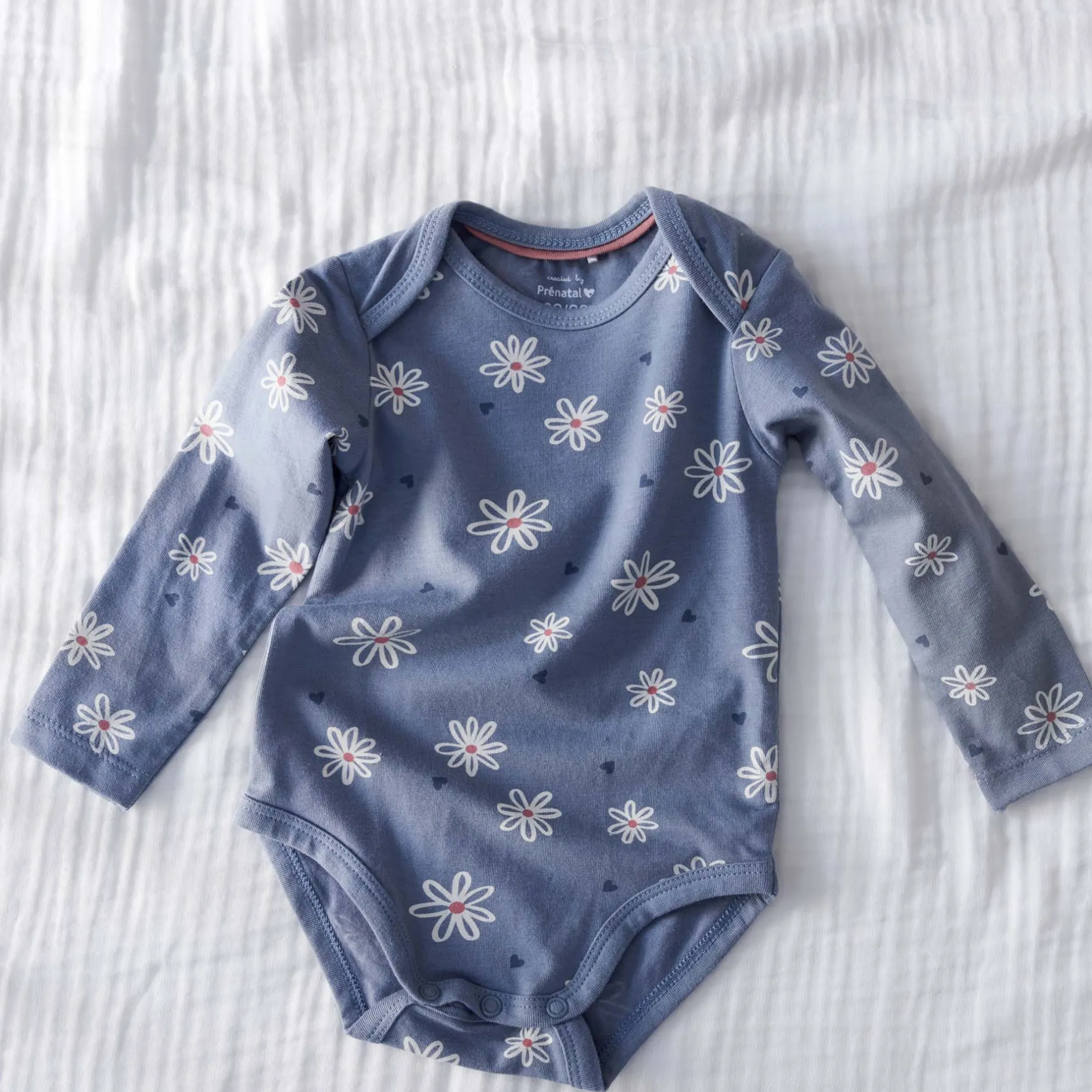 Rompers|Rompers*Prénatal romper bloem lange mouwen bloemen blauw Blue