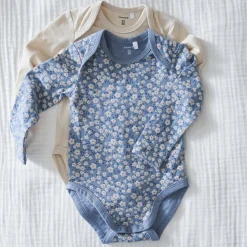 Rompers|Rompers*Prénatal romper flower 2 stuks lange mouwen bloemen blauw Blue