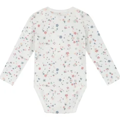 Rompers|Rompers*Prénatal romper flower 2 stuks lange mouwen bloemen roze Ivoor Wit