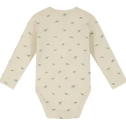 Rompers|Rompers*Prénatal romper kleine dino 2 stuks lange mouwen all over print groen Dark Ecru