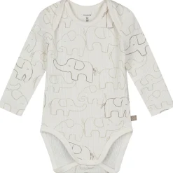 Boxen|Rompers*Prénatal romper otis rib lange mouwen all over print wit Ivory White