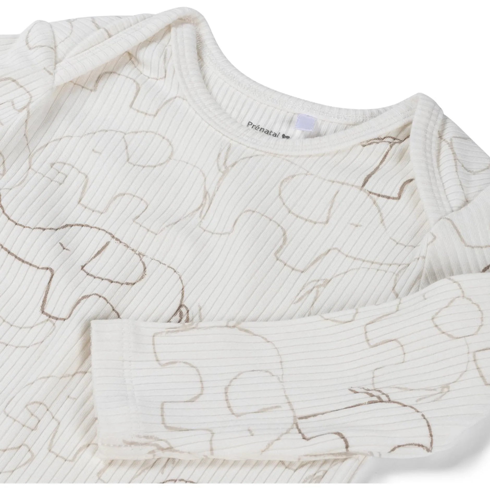 Boxen|Rompers*Prénatal romper otis rib lange mouwen all over print wit Ivory White