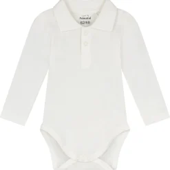 Rompers|Rompers*Prénatal romper polo lange mouwen effen wit Ivory White