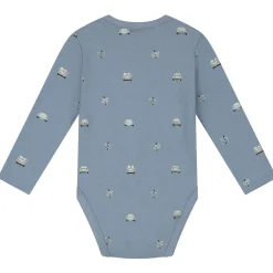 Rompers|Rompers*Prénatal romper retro auto 2 stuks lange mouwen all over print blauw Blue