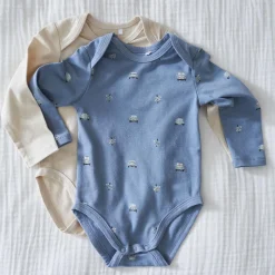 Rompers|Rompers*Prénatal romper retro auto 2 stuks lange mouwen all over print blauw Blue