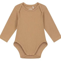 Rompers|Rompers*Prénatal romper rib lange mouwen effen bruin Dark Sand Brown