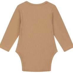 Rompers|Rompers*Prénatal romper rib lange mouwen effen bruin Dark Sand Brown
