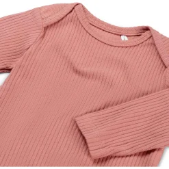 Rompers|Rompers*Prénatal romper rib lange mouwen effen roze Dark Pink