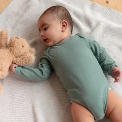 Rompers|Rompers*Prénatal romper rib lange mouwen effen groen Midgreen