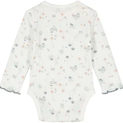 Rompers|Rompers*Prénatal romper romantische rib lange mouwen bloemen wit Ivory White