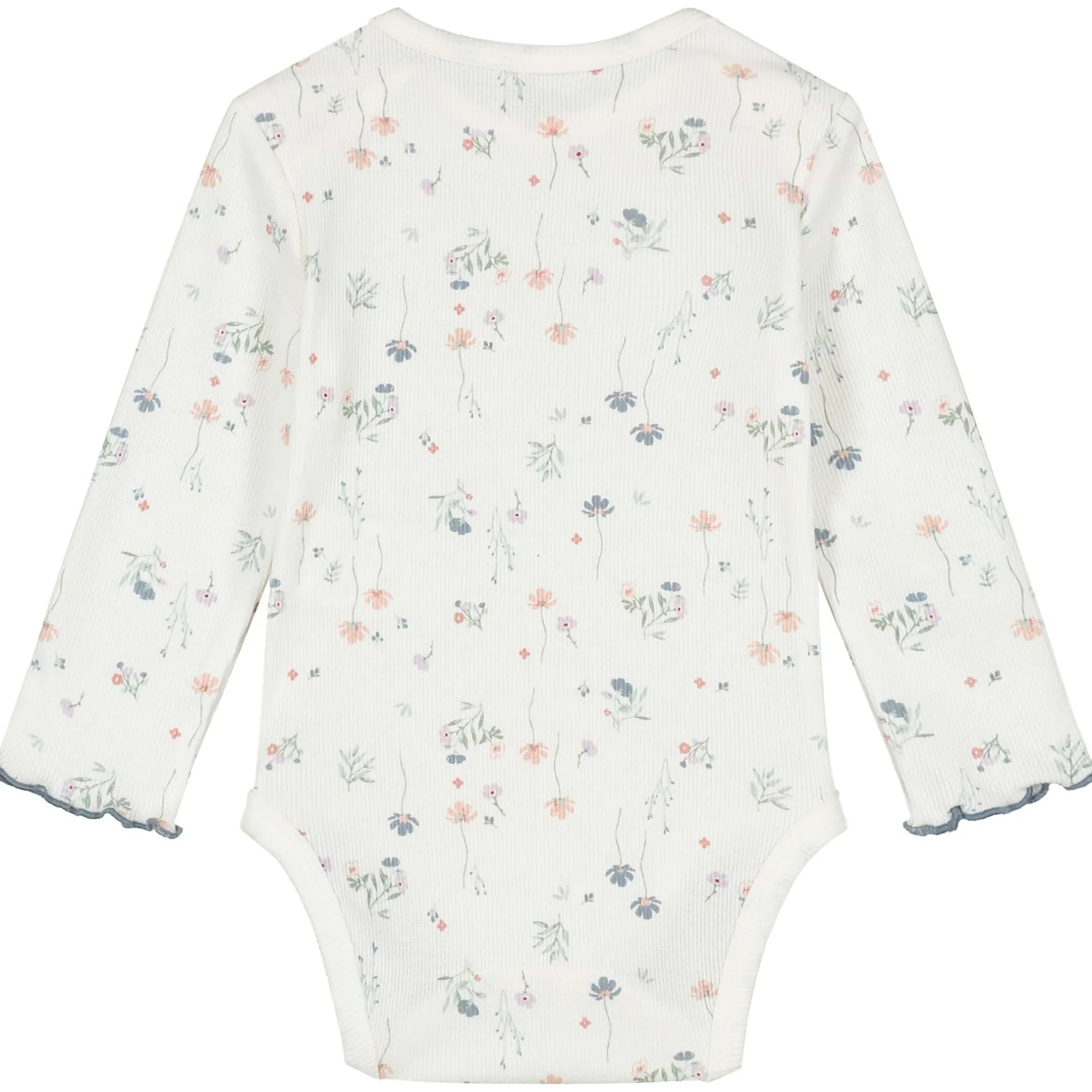 Rompers|Rompers*Prénatal romper romantische rib lange mouwen bloemen wit Ivory White