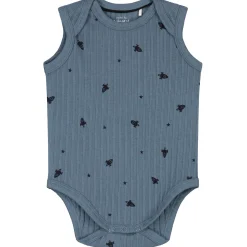 Rompers|Rompers*Prénatal romper ruimte rib mouwloos all over print blauw Steel Blue