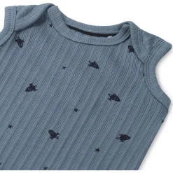 Rompers|Rompers*Prénatal romper ruimte rib mouwloos all over print blauw Steel Blue
