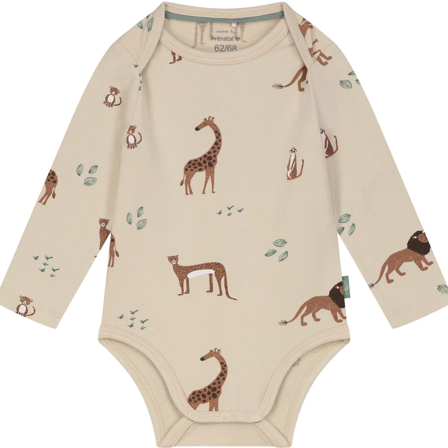 Rompers|Rompers*Prénatal romper Savanne lange mouwen dierenprint beige Dark Ecru