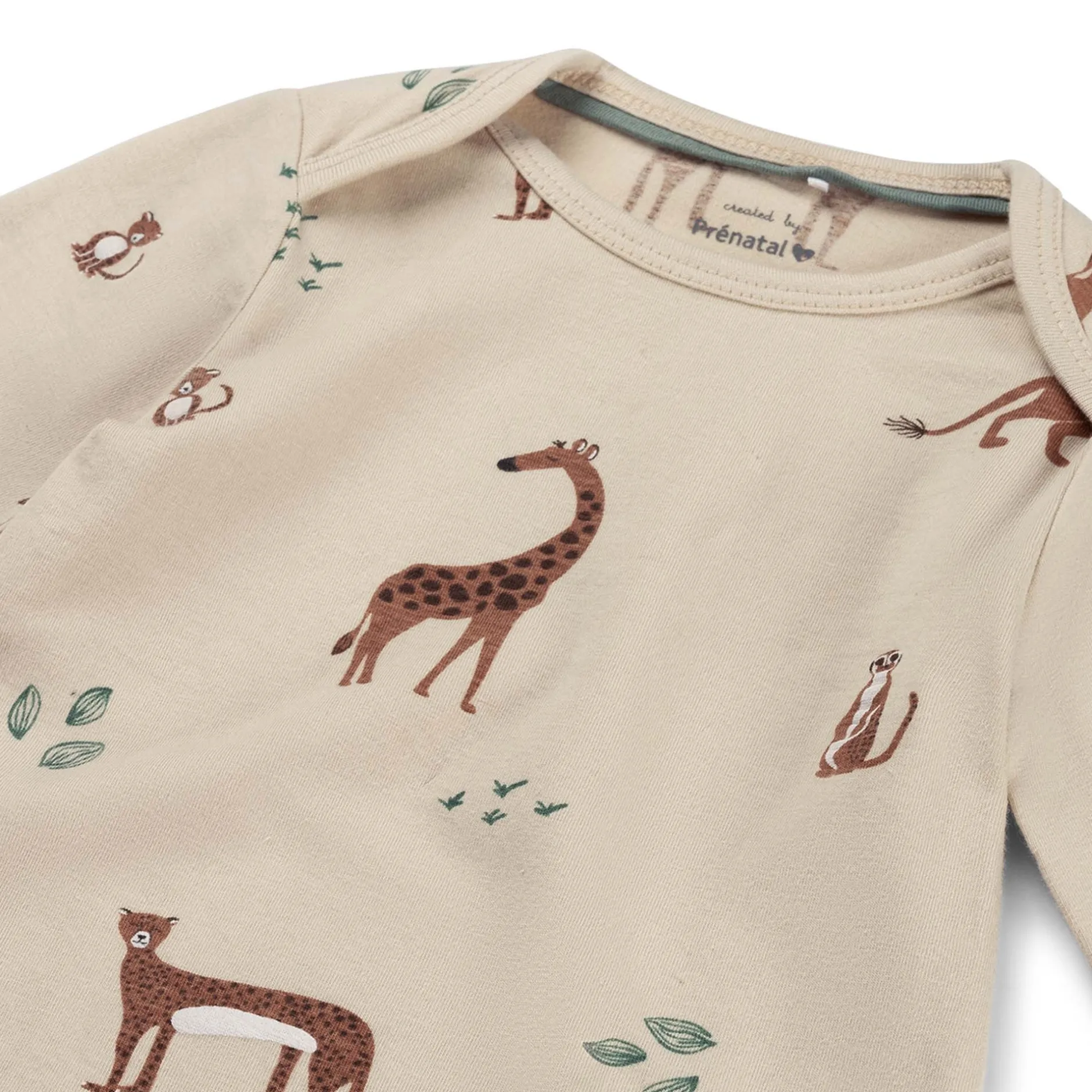 Rompers|Rompers*Prénatal romper Savanne lange mouwen dierenprint beige Dark Ecru