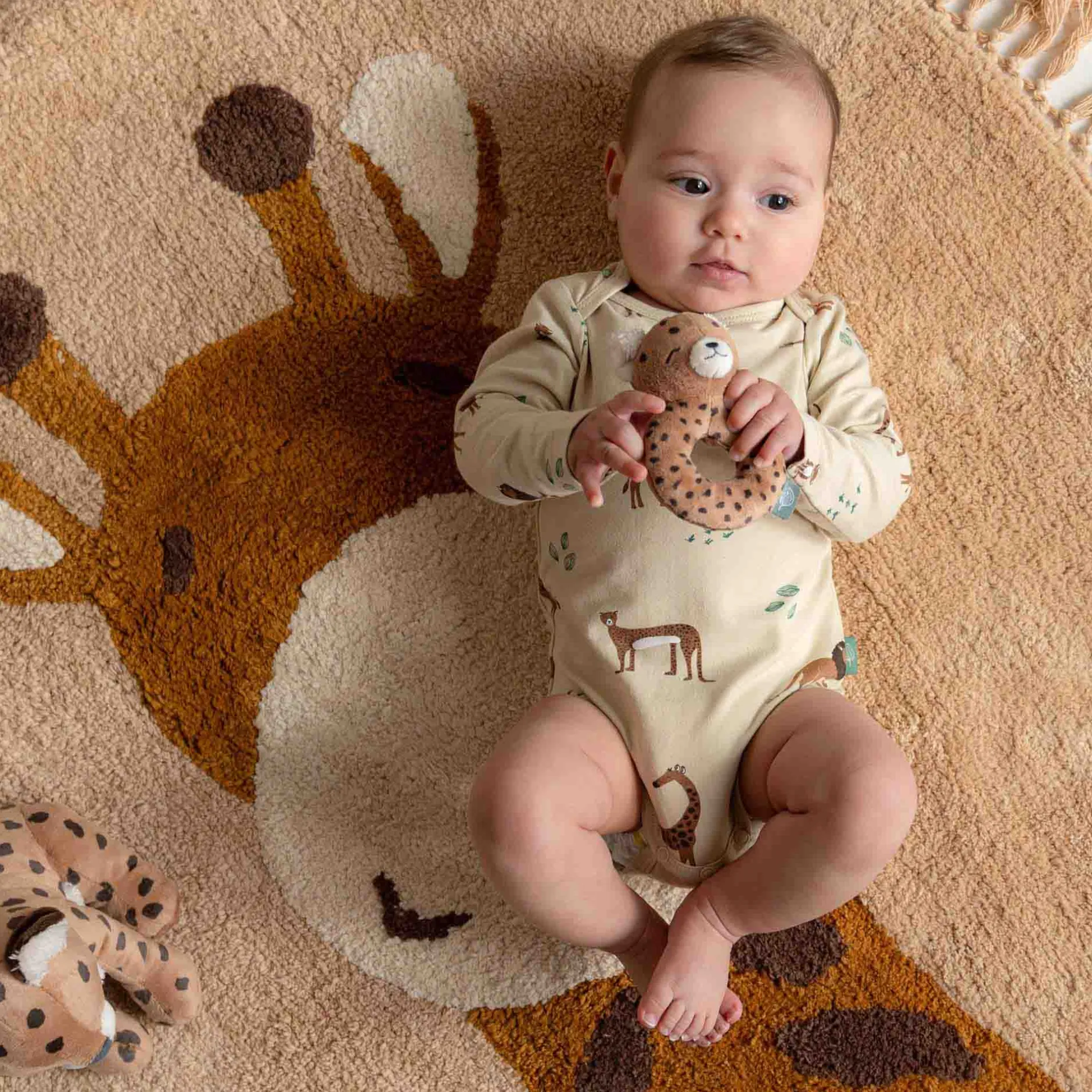 Rompers|Rompers*Prénatal romper Savanne lange mouwen dierenprint beige Dark Ecru