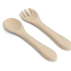 Kinderbestek*Prénatal siliconen bestek 2-delig beige
