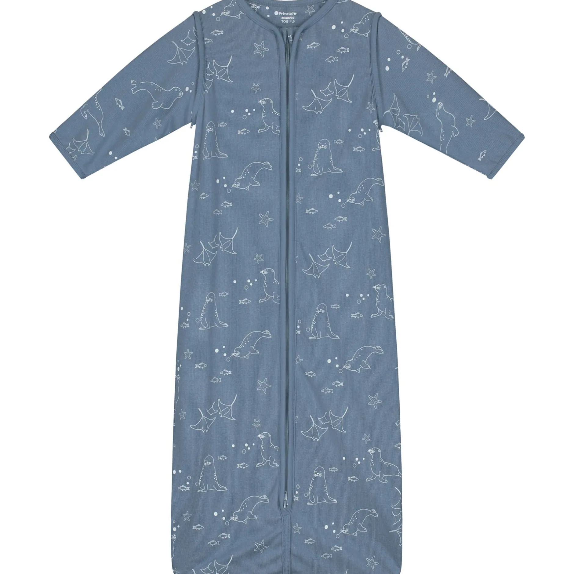 Zomer*Prénatal slaapzak zeehond rib blauw Steel Blue