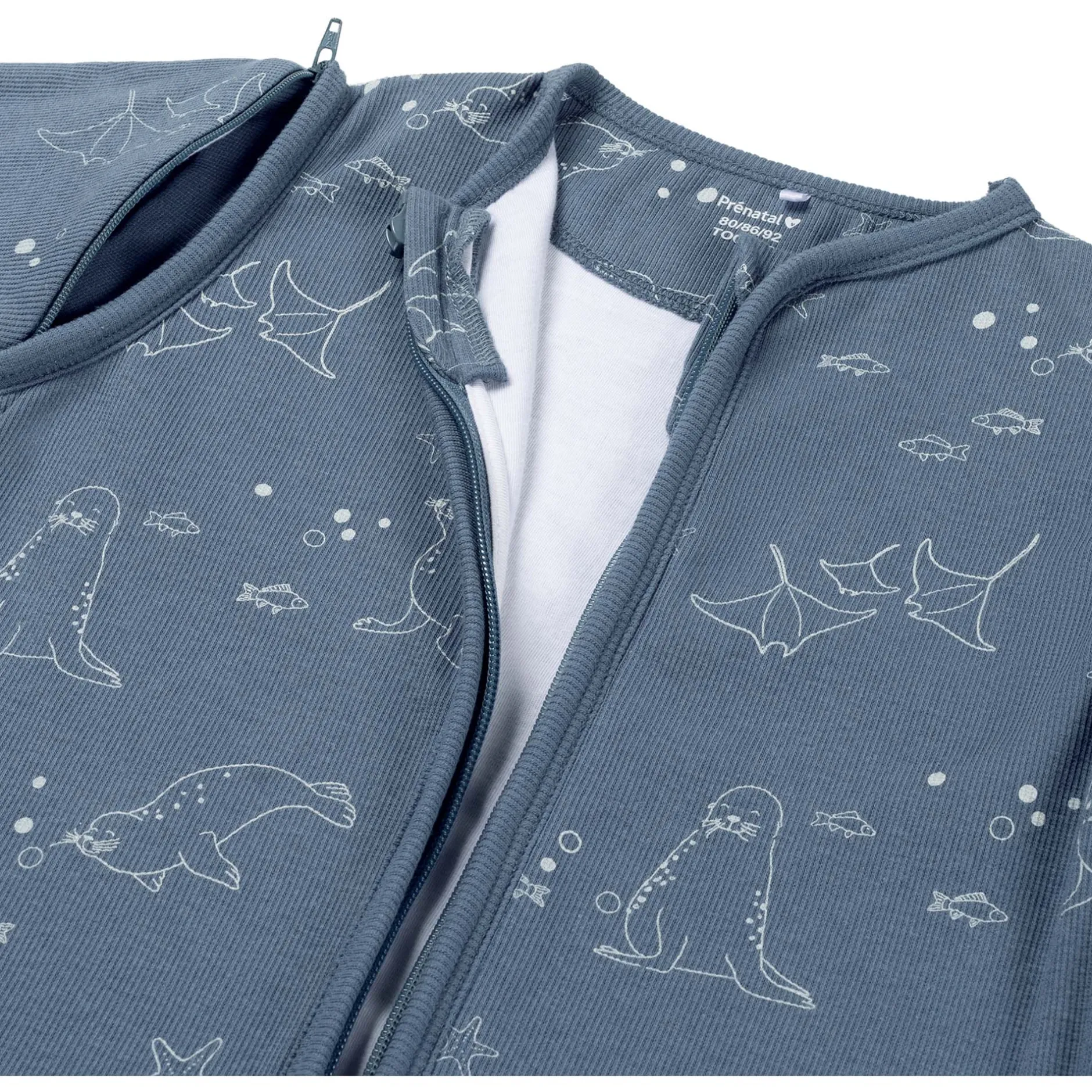 Zomer*Prénatal slaapzak zeehond rib blauw Steel Blue