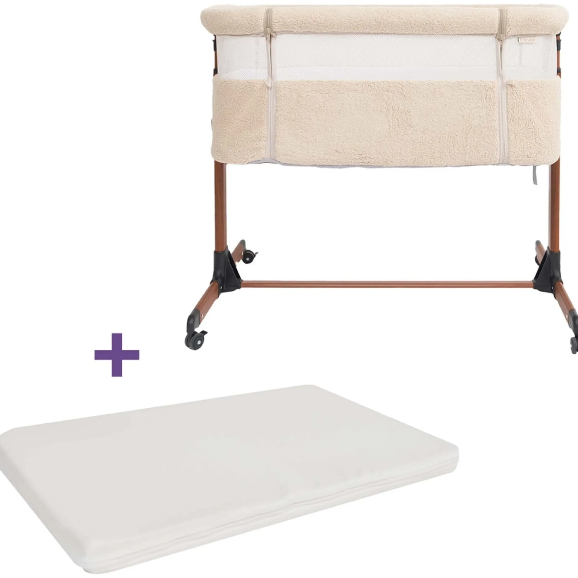 Bundels & Combideals|Co-Sleepers*Prénatal Teddy Co-sleeper Bella sandbrown & Essential Co-sleeper matras