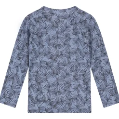 Zwembroeken|Zwemkleding*Prénatal UV zwemshirt bladeren lange mouwen bladeren blauw Dark Milky Blue