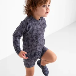 Zwembroeken|Zwemkleding*Prénatal UV zwemshirt bladeren lange mouwen bladeren blauw Dark Milky Blue