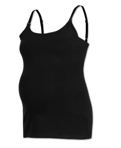 Basics|Voedingstops*Prénatal voedings singlet spaghettibandjes effen zwart Black