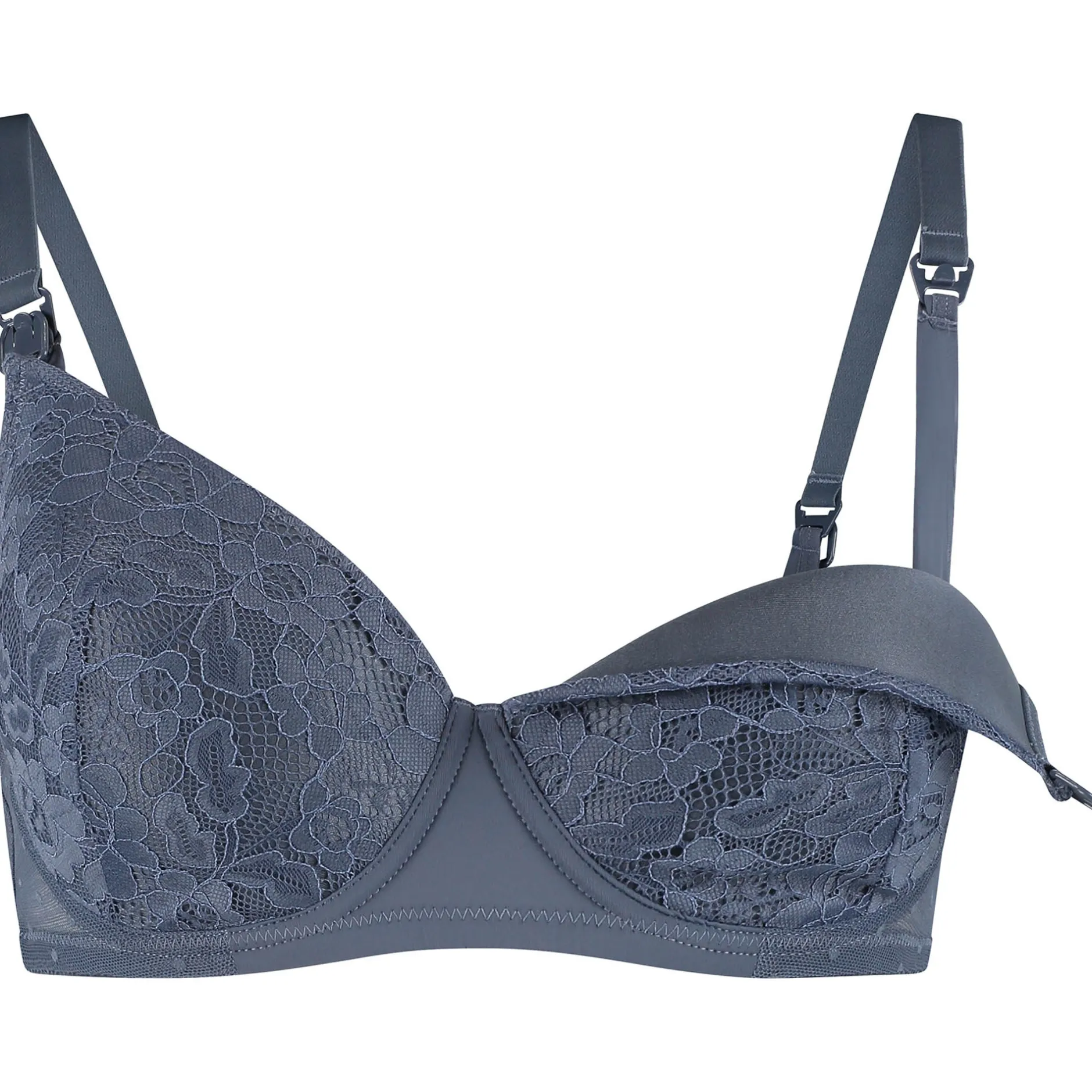 Borstkolven|Bh's*Prénatal voedingsbh effen blauw Blue Grey