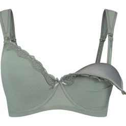 Borstkolven|Bh's*Prénatal voedingsbh rib  effen groen Light Khaki Green