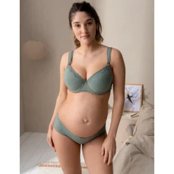 Borstkolven|Bh's*Prénatal voedingsbh rib  effen groen Light Khaki Green