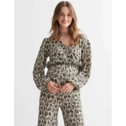 Voedingstops|Shirts & Tops*Prénatal voedingstop lange mouwen all over print beige Almond