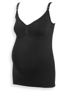 Voedingstops|Shirts & Tops*Prénatal voedingstop seamless spaghettibandjes  zwart Black