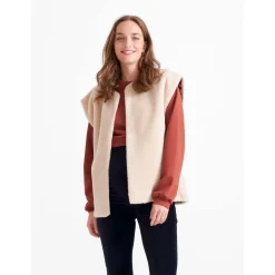 Truien & Vesten*Prénatal zwangerschapgilet korte mouwen effen beige Ecru